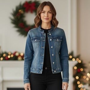 White House Black Market Frayed Denim Jacket